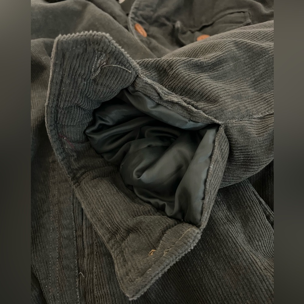 Reverb Mens Button Down‎ Sherpa Lined Corduroy Jacket Green Brown Size XL - Picture 6 of 10